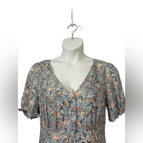 Blumind, Floral Midi Dress, Large, Blue, White, Brown - Picture 3 of 10